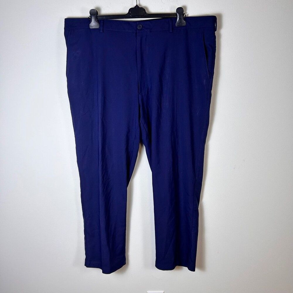 Roundtree & Yorke Performance Golf Pants Mens 44x29 Blue Polyester Flat Front